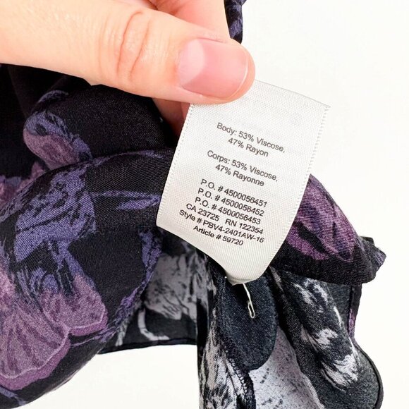 Aritzia Wilfred Black Purple Floral Tank Top Blouse Small - Picture 4 of 6